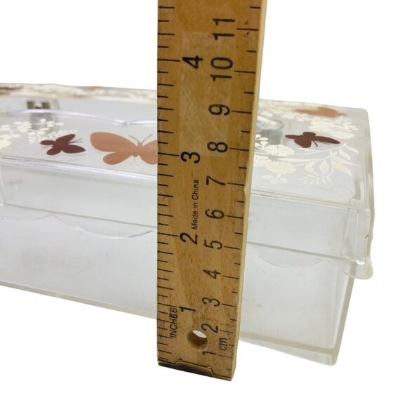 Wolff Tissue Holder Cover Box Lucite Acrylic Butterflies Flower Vintage Retro - Picture 8 of 9